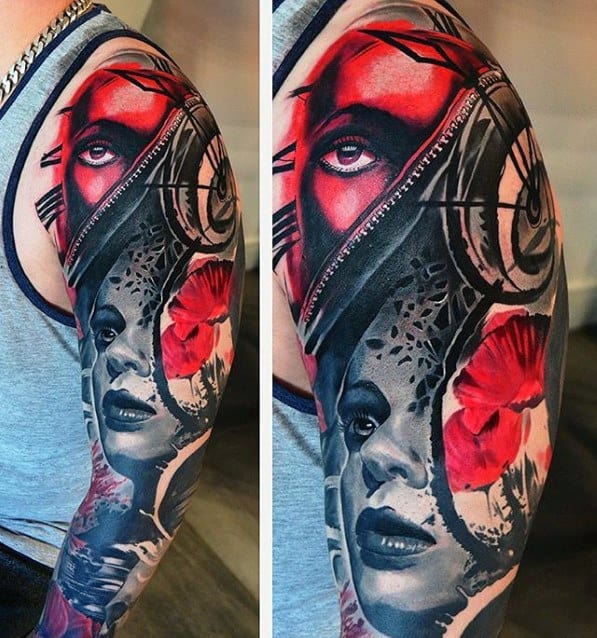 Incredible Sleeve Surrealism Tattoos For Men