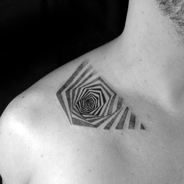 Incredible Tattoo Optical Illuson Spiral Shoulder Designs For Males
