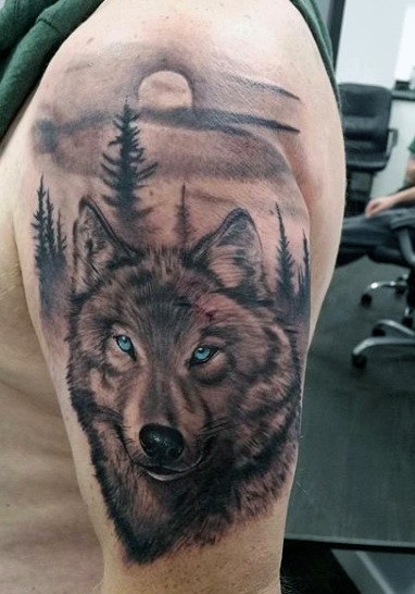 Indian Wolf Tattoo For Men