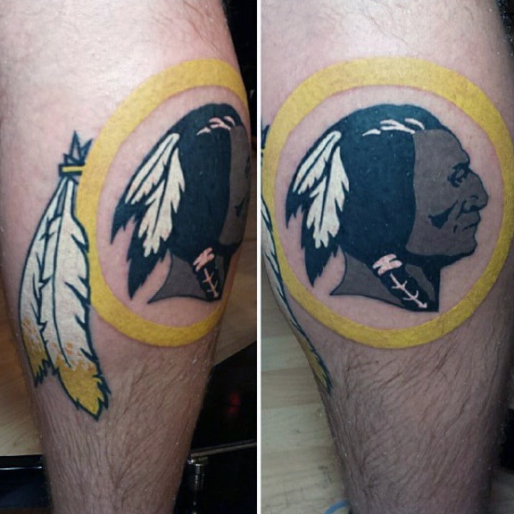 Indians Mens Football Logo Circle Leg Calf Tattoo Designs