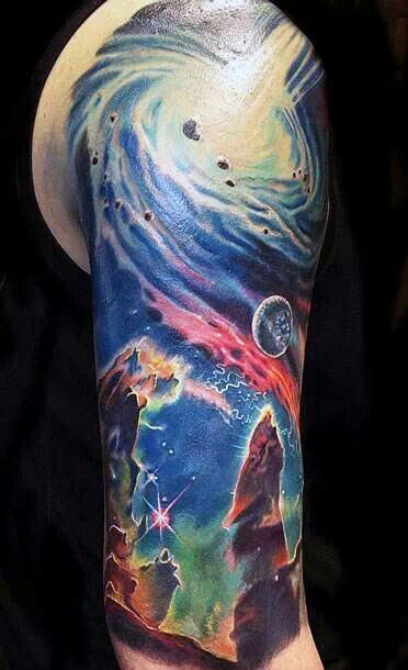 Infinite Universe Tattoo On Upper Arms For Men