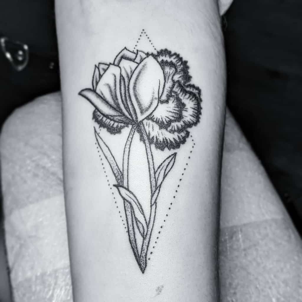 inked tulip flower carnation tattoo ink.den