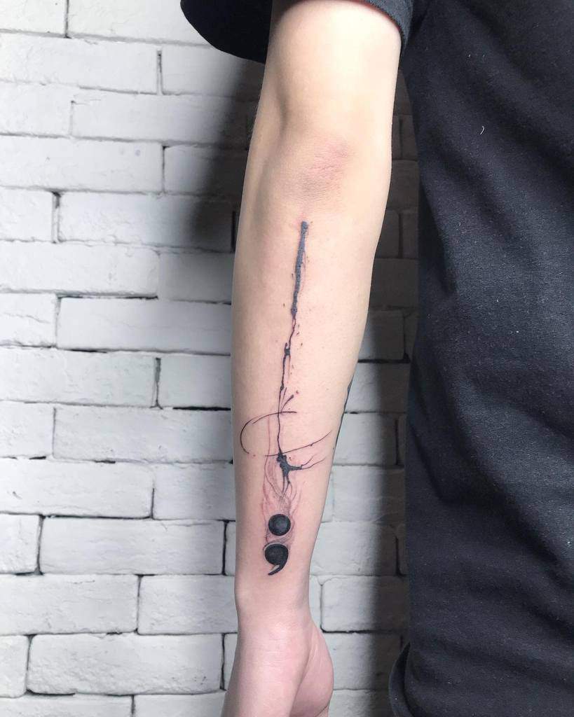 Inkline Outside Forearm Delicate Semicolon Tattoo