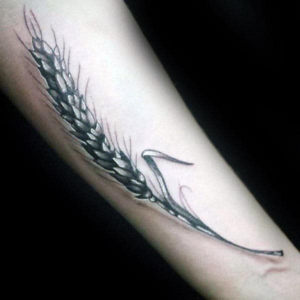 Inne Forearm Male Virgo Wheat Tattoo