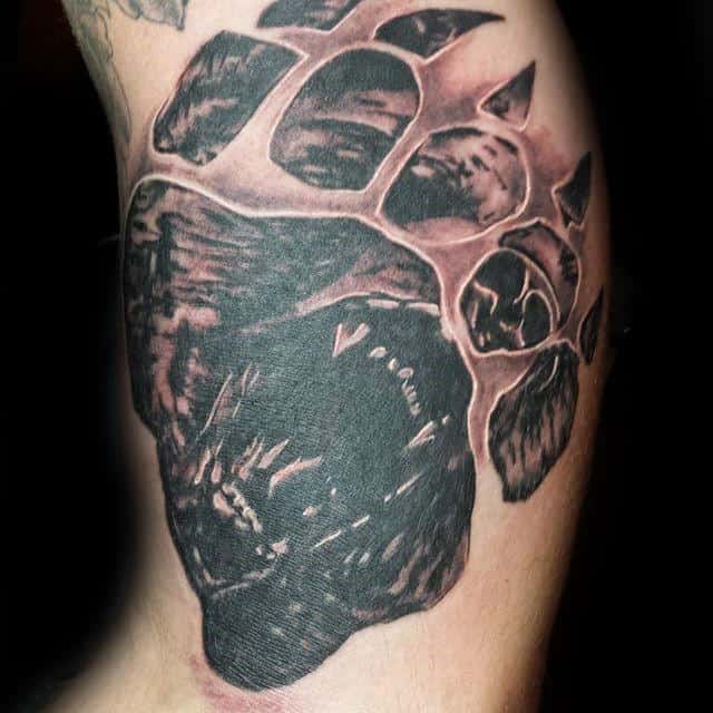 Inner Arm Bear Inside Of Claw Roaring Male Tattoos