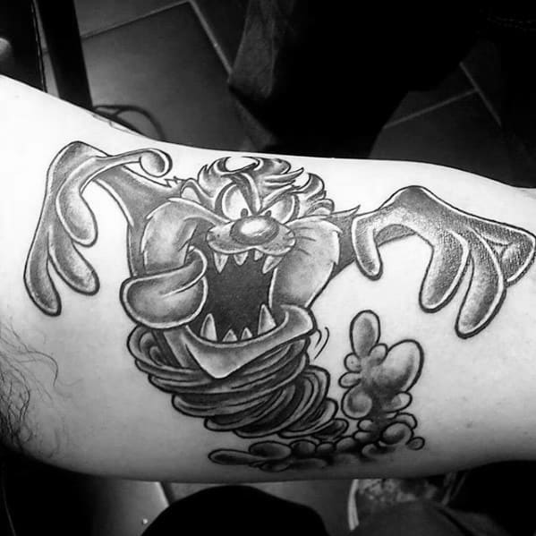 Inner Arm Bicep Cool Male Tasmanian Devil Tattoo Designs