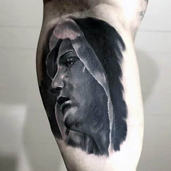 Inner Arm Bicep Cover Up Mother Mary Tattoos For Guys
