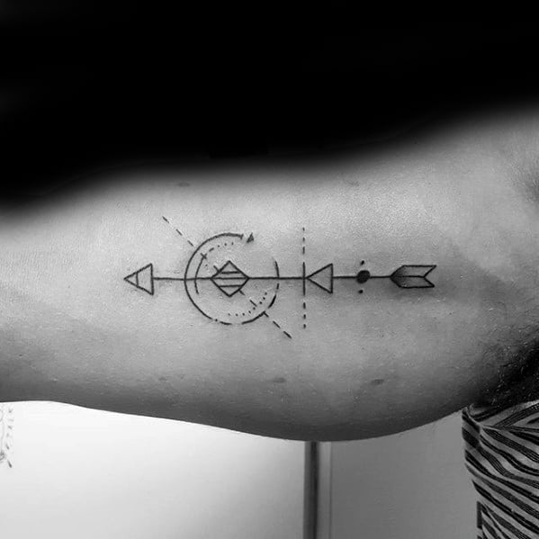 Inner Arm Bicep Geometric Small Arrow Tattoos For Gentlemen
