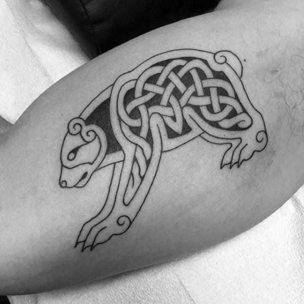 Inner Arm Bicep Guys Celtic Bear Tattoo