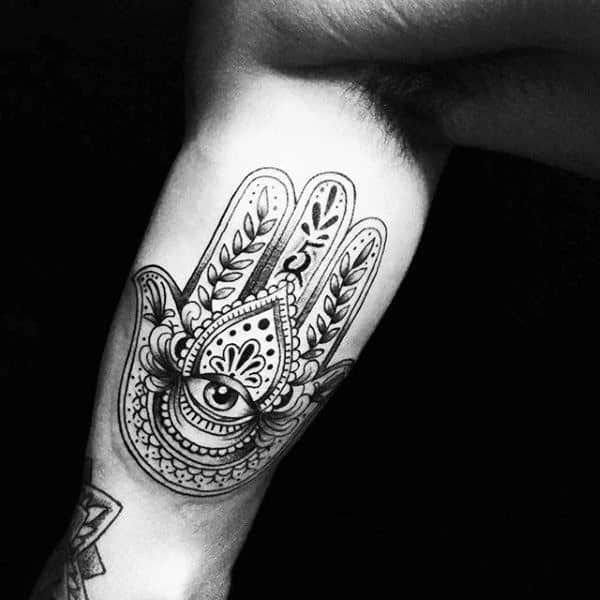 Inner Arm Bicep Guys Classic Hamsa Tattoo Deisgns