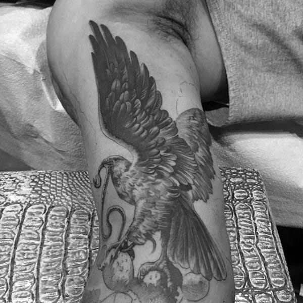 Inner Arm Bicep Mexican Eagle Tattoos For Men