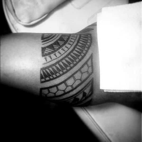 Inner Arm Bicep Polynesian Tattoo On Gentleman