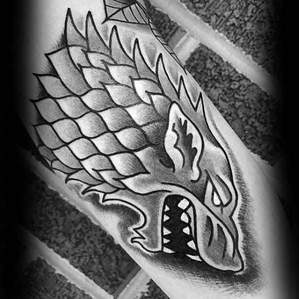 Inner Arm Bicep Shaded Black And Grey Game Of Thrones Tattoo Designs For Men