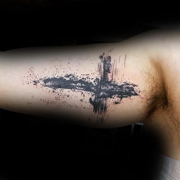 Inner Arm Bicep Simple Christian Watercolor Cross Tattoo Designs