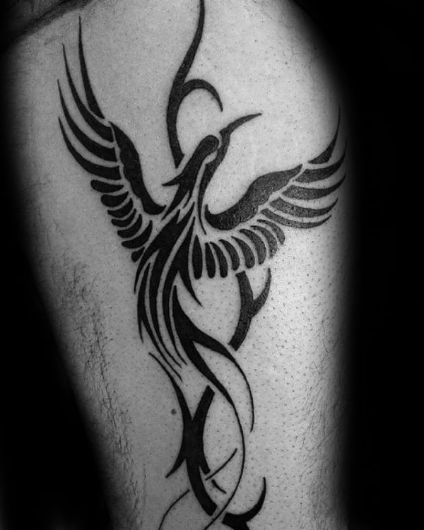 Inner Arm Bicep Tribal Phoenix Tattoos For Guys