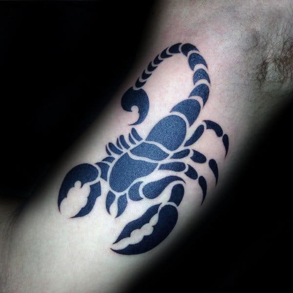 Inner Arm Black Ink Scorpio Male Tattoos