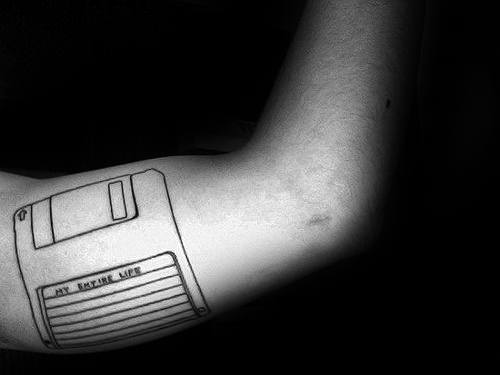 Inner Arm Floppy Disk Cool Computer Tattoo Design Ideas For Male
