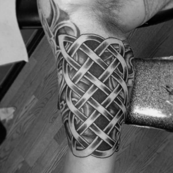 Inner Arm Guys Celtic Knot Black And Grey Tattoos