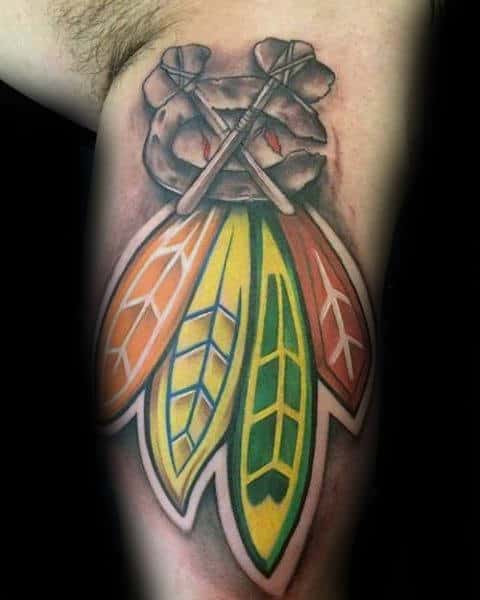 Inner Arm Guys Chicago Blackhawks Tattoo Inspiration