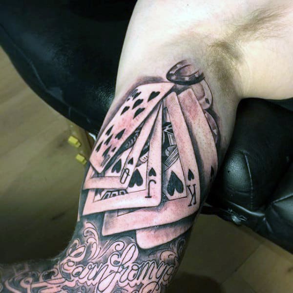Inner Arm Guys Playing Card Tattoo Inspiration
