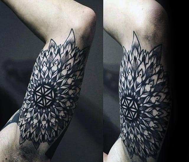 Inner Arm Male Bicep Flower Of Life Tattoo