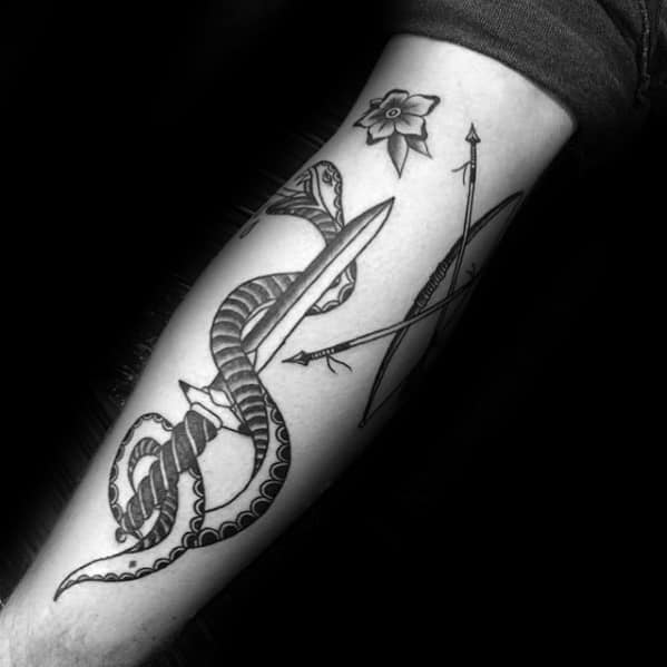 Inner Arm Small Arrow Tattoo Design Ideas For Males