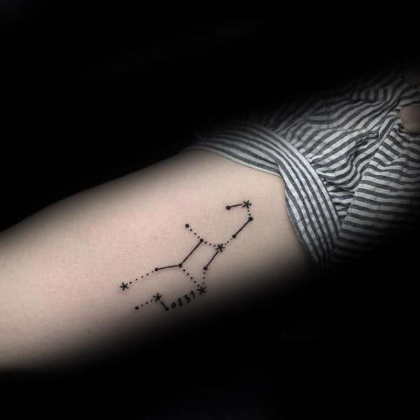Inner Arm Virgo Constellation Line And Dots Mens Tattoo