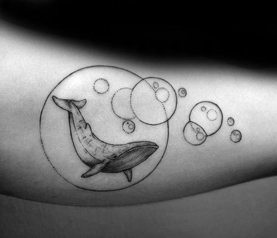 Inner Arm Whale Bubble Tattoo Designs For Guys