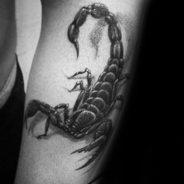 Inner Forearm 3d Scorpion Tattoo Inspiration For Men