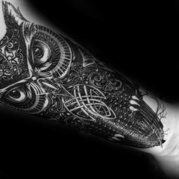 Inner Forearm Awesome Ink Celtic Owl Tattoos For Men