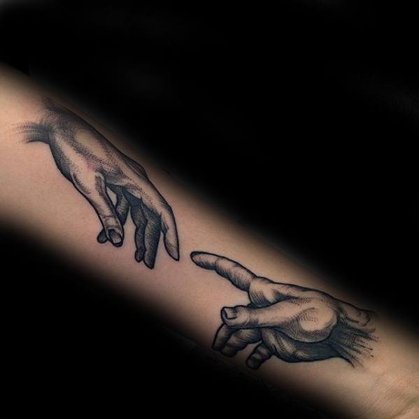 two fingers touching tattoo Archives  Acanomuta Tattoo Studio
