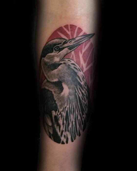Inner Forearm Bird Heron Tattoos Male