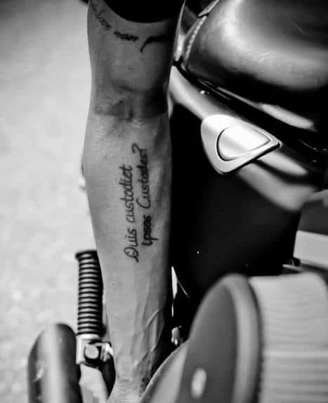 Inner Forearm Black Ink Latin Tattoos Guys