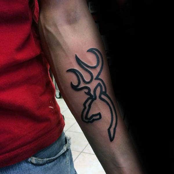 Inner Forearm Black Ink Outline Browning Guys Tattoos