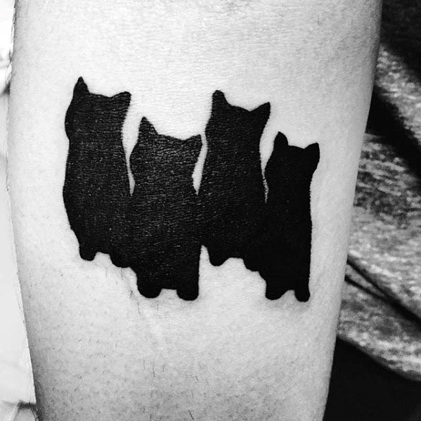 Inner Forearm Cats Themed Black Flag Tattoo Design Ideas For Males