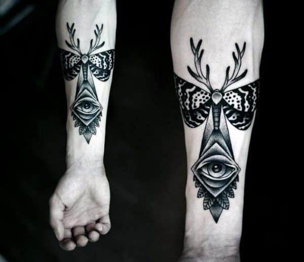 Inner Forearm Eye With Moth Masculine Male Tattoo Ides