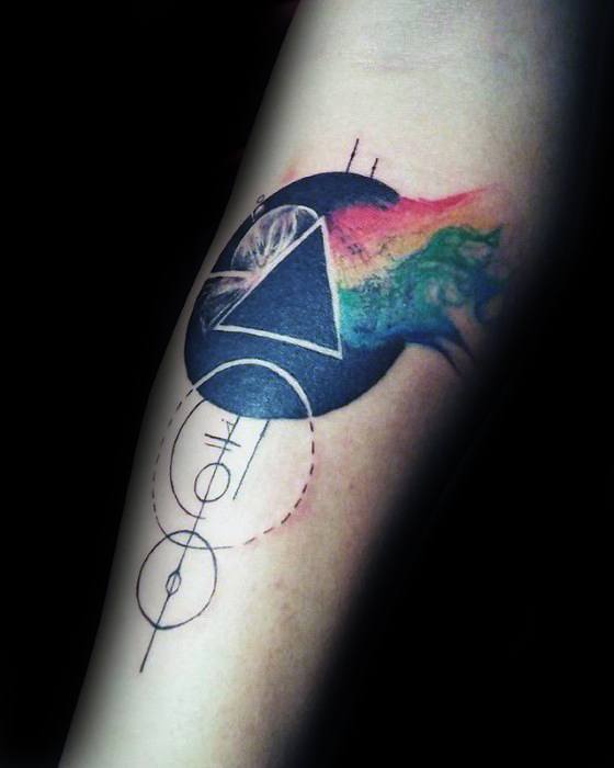 Inner Forearm Geometric Dark Side Of The Moon Pink Floyd Tattoos For Gentlemen