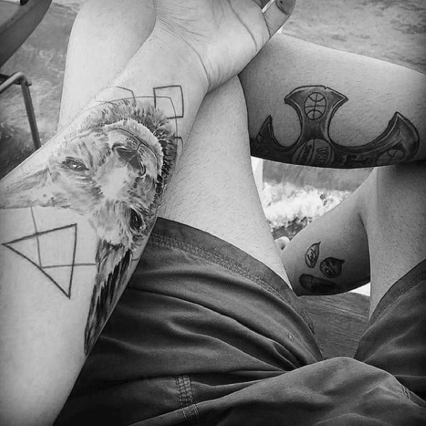 Inner Forearm Geometric Kangaroo Tattoo Ideas On Guys