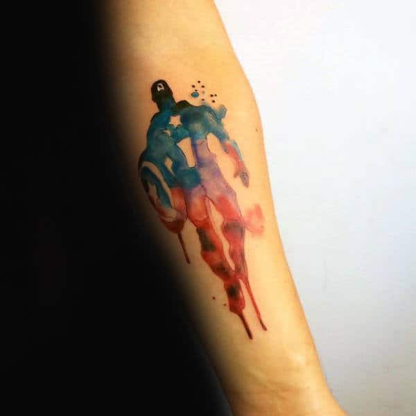 Inner Forearm Guys Captain America Watercolor Tattoo Ideas