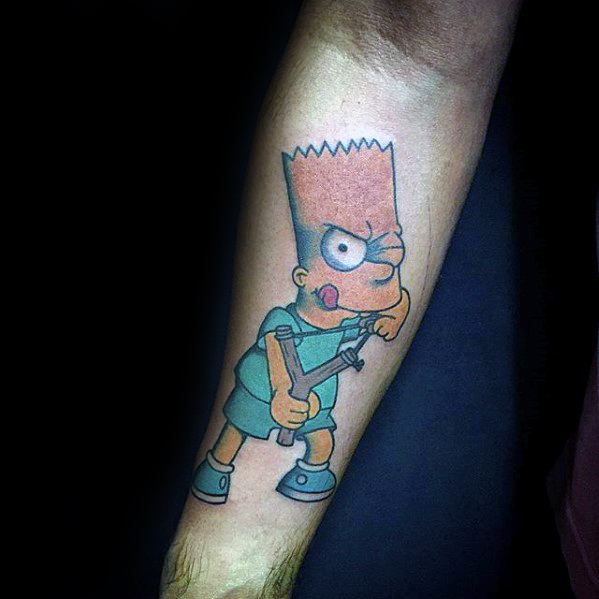 Inner Forearm Male Bart Simpson Tattoo Ideas