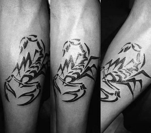 Inner Forearm Male Scorpion Tribal Tattoos