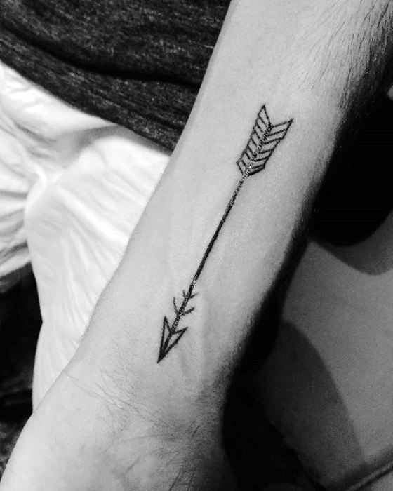 Inner Forearm Masculine Guys Simple Arrow Tattoo Inspiration