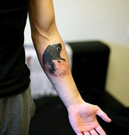 Inner Forearm Masculine Yin Yang Wolf Tattoo For Men