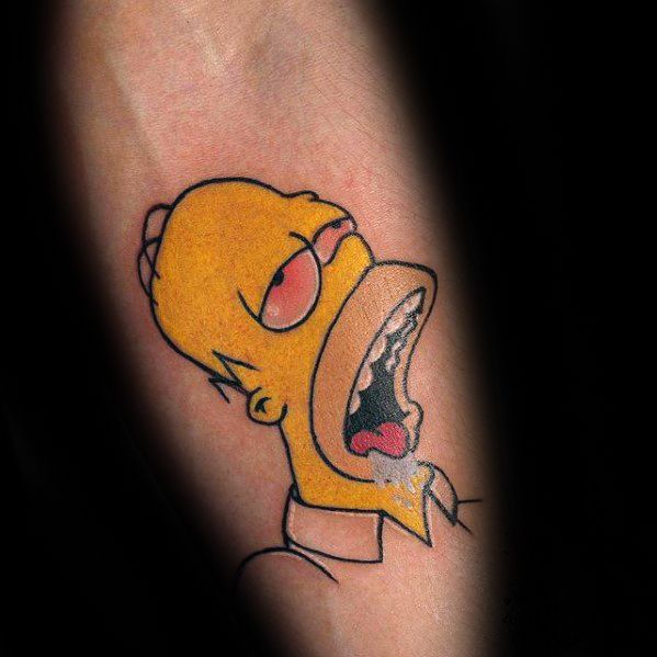 Inner Forearm Mens Homer Simpson Tattoo Design Inspiration