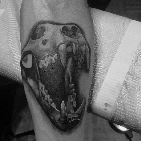 Inner Forearm Mens Lion Skull Shaded 3d Tattoos