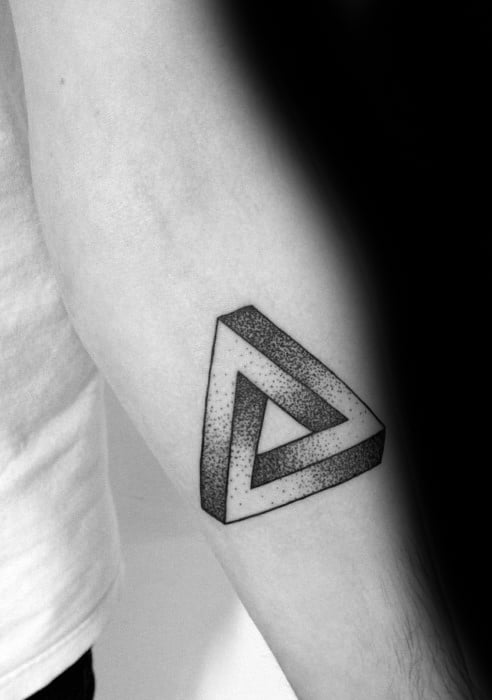 Inner Forearm Penrose Triangle Guys Tattoo Designs