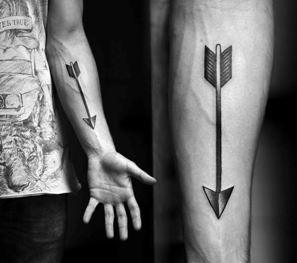 Inner Forearm Retro Traditional Small Arrow Mens Tattoo Designs