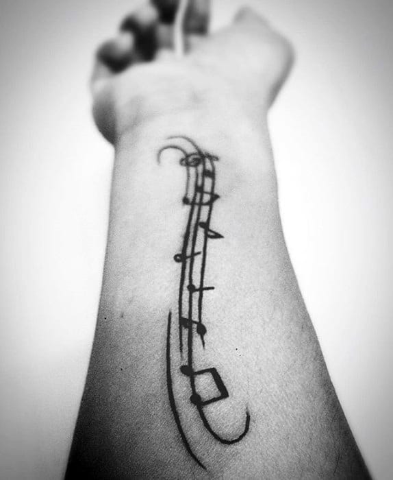 Inner Forearm Simple Music Notes Guys Tattoo Designs