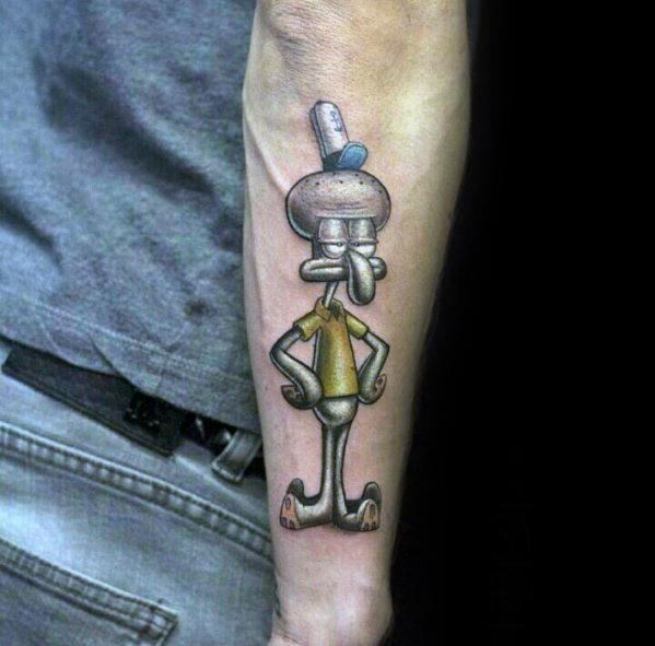 Inner Forearm Squidward Unique Mens Spongebob Tattoos