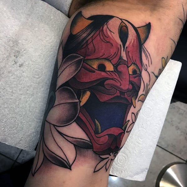 Interesting Red Beast Tattoo Male Forearms